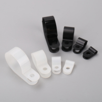 OUORO Clips de câble UC-1.5 7.9mm 5/16 pouces support de pince de fil en plastique Nylon avec vis noire et blanche Type R pour la gestion des câbles