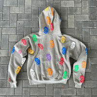 Ensemble de survêtement personnalisé en molleton de coton 500 g/m² avec sweat à capuche et broderie 3D en relief, fermeture éclair, pour homme, grandes tailles