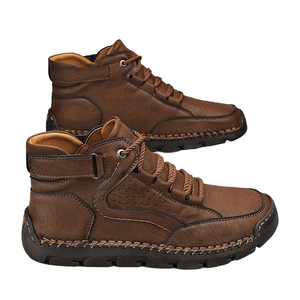 Chaussures de skate décontractées à lacets pour hommes, cousues à la main, design à semelle plate tendance, pour toutes les saisons, pour l'extérieur - Product Image 1