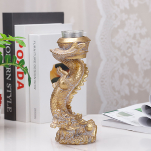 Udeco Offre Spéciale Chandelier <span class=keywords><strong>Dragon</strong></span> Doré Personnalisé Ornements Figurine <span class=keywords><strong>Dragon</strong></span> 3D <span class=keywords><strong>Bougeoir</strong></span> en Résine pour Cadeaux Décoration de la Maison - Product Image 3