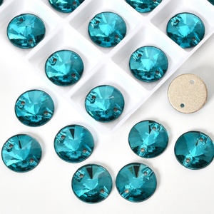OLeeya Zircon bleu 5A, Strass à coudre en cristal à dos plat, forme goutte Rivoli, pour accessoires de justaucorps de gymnastique - Product Image 3