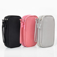 Tas Penyimpanan Kabel Data Gaya Jepang dengan Ritsleting Kulit, untuk Perjalanan Santai, Charger, Ponsel, Hard Drive, USB Flash Drive