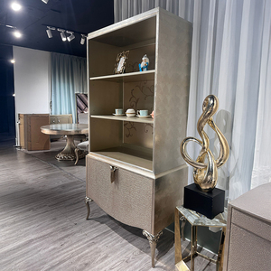 Luxury Custom <strong>French</strong> Art Solid Wood Display Cabinet Handmade Gold Foil Wine Storage <strong>Shelves</strong> for Mansion for Living Room Use - Product Image 3