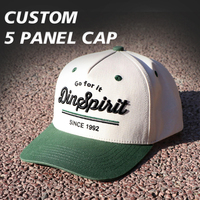Gorra de Béisbol Personalizada de Fabricante, Orgánica, Deportiva, de 5 Paneles, Estilo A-Frame, con Cierre a Presión, de Algodón, Bicolor, con Logotipo Bordado en 3D para Hombre