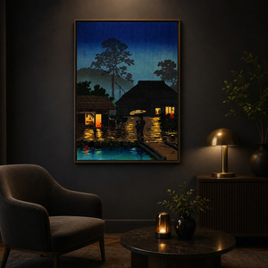 Stampa su tela con paesaggio di castello <span class=keywords><strong>giapponese</strong></span> e fiori di ciliegio, decorazione da parete <span class=keywords><strong>giapponese</strong></span> per soggiorno, ufficio, hotel, decorazione tradizionale e moderna - Product Image 3