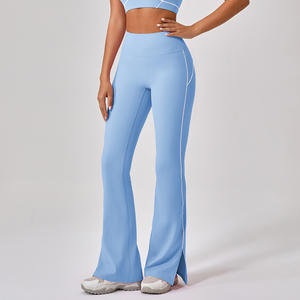 Pantalones de yoga acampanados de cintura alta para mujer, mallas de entrenamiento de levantamiento de botín con sensación <span class=keywords><strong>desnuda</strong></span> con abertura lateral, pantalones de baile y fitness al aire libre - Product Image 1