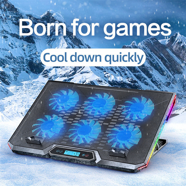 Wholesale Gaming Laptop Cooler RGB Light 6 Big Fans Speed Adjustable 9 Levels Notebook Cooling Base Stand Holder