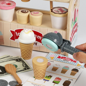 ของเล่นร้านขายไอศกรีมเสริมสร้างจินตนาการ ชุดของเล่นบทบาทสมมติสำหรับเด็ก ของเล่นไม้รูปอาหารยูเลเบย์ เหมาะสำหรับเด็กทั้งชายและหญิง อายุ 3-8 ปี - Product Image 5