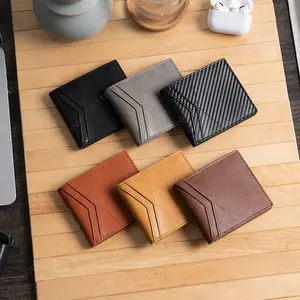 Sample Provided Mens Short Styles Wallet With Bills Pocket Fine Minimalist Bi-fold Leather Wallet