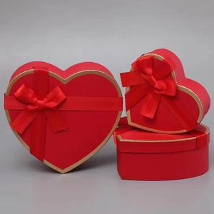 Custom a forma di cuore unico <span class=keywords><strong>Love</strong></span> Rose Bouquet fiori tre pezzi collo scatole di carta per confezioni regalo di lusso - Product Image 2