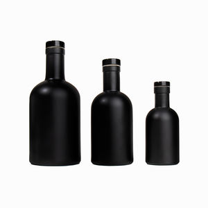 Botella de Ginebra de vidrio negro mate 500ml 750ml Botella de vino de vidrio de vodka de licor negro esmerilado Botella de <span class=keywords><strong>aceite</strong></span> de <span class=keywords><strong>oliva</strong></span> de vidrio de 750ml - Product Image 3