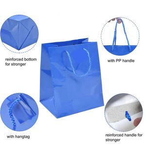 Medium Premium Paper Gift Bag with Handle Tag Durable <b>Wedding</b> Holiday Birthday Graduation Shop Gift Bag Glossy Surface Paper Bag - Product Image 3