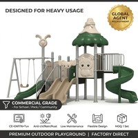 SageDelightRides Ensemble de jeux de loisirs personnalisé avec balançoire, toboggan double voie, auvent ondulé et escalier pour enfants, en LLDPE et acier galvanisé, pour écoles, OEM