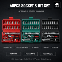 Vente en gros de 46 pièces de boîtes à outils en aluminium, boîte à outils portable avec roulettes, kit d'outils professionnel, réparation automobile, garage, OEM ODM