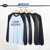 Y-X plus récent t-shirt en coton de couleur contrastée unisexe 230gsm T-shirt raglan surdimensionné de baseball lourd pour hommes et femmes