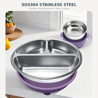 Ensemble de 5 pièces pour l'alimentation des bébés en silicone de qualité alimentaire sans BPA, 0-12 mois, assiette à ventouse, bol, bavoir, cuillère, fourchette, vaisselle pour tout-petits