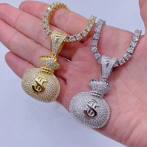 Nueva joyería de Hip Hop Pass Diamond Tester 925 Sterling Silver Bling Iced Out GRA VVS Moissanite Money Bag colgante para hombres y mujeres - Product Image 4