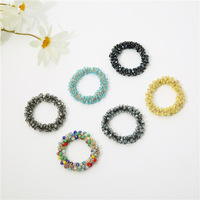 Koreanischer Stil Einfacher Personalisierter Kristall-Haarring Armband Handgefertigt Hochelastisch Doppelnutzung für Damen-Pferdeschwanz Mori-Stil
