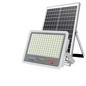 Holofote LED solar para uso externo 200w 300w 400w 800w IP67 à prova d'água ao ar livre, liga automático e desliga com luz remota, anoitecer ao amanhecer