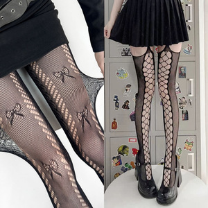 Black Fishnet <b>Tights</b> With Bow Pattern 20D Sheer <b>Thin</b> Pantyhose For Women Four Seasons Wear - Product Image 1