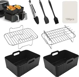 BPA Free Air Fryer Accessories Nonstick Coating Cake Barrel Pizza Dish Grill Rack with Skewers
