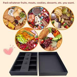 Bandeja dividida para servir, cartón negro, 12,5x9x2 pulgadas, portavasos para salsa, caja de charcutería, caja de postres a prueba de aceite, contenedores para llevar en fiestas - Product Image 3
