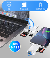 Adaptador Micro USB OTG tipo c 6 en 1, lector de tarjetas de memoria SD portátil todo en 1, adaptador de tarjetas SD TF para PC y portátil, venta al por mayor