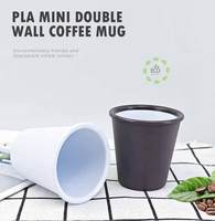 Mug à café double paroi en PLA écologique, 100 ml, biodégradable, portable, pour espresso, voyage, qualité alimentaire