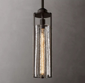 Mesa de cena de cristal francés, Vintage luz colgante, iluminación colgante de latón macizo, colgante de cilindro Arpege, candelabro de cristal moderno - Product Image 2