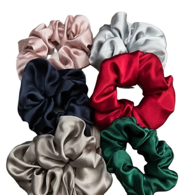 19MM 100%Silk Beneficial To Hair Solid Color Simple Style Hair Scrunchies Soft Hair Tie For Boutique