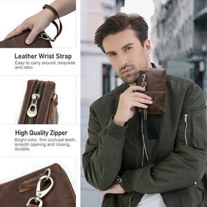 AndoBag <b>Men</b> Clutch Bag RFID Genuine Cow <b>Leather</b> Long <b>Wallet</b> Phone Purse Large Capacity Travel Male Vintage Wrist Bags 1430 - Product Image 4