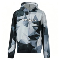 Sweat à capuche en molleton avec motif sublimé en couleur intégrale, fermeture éclair et poche kangourou