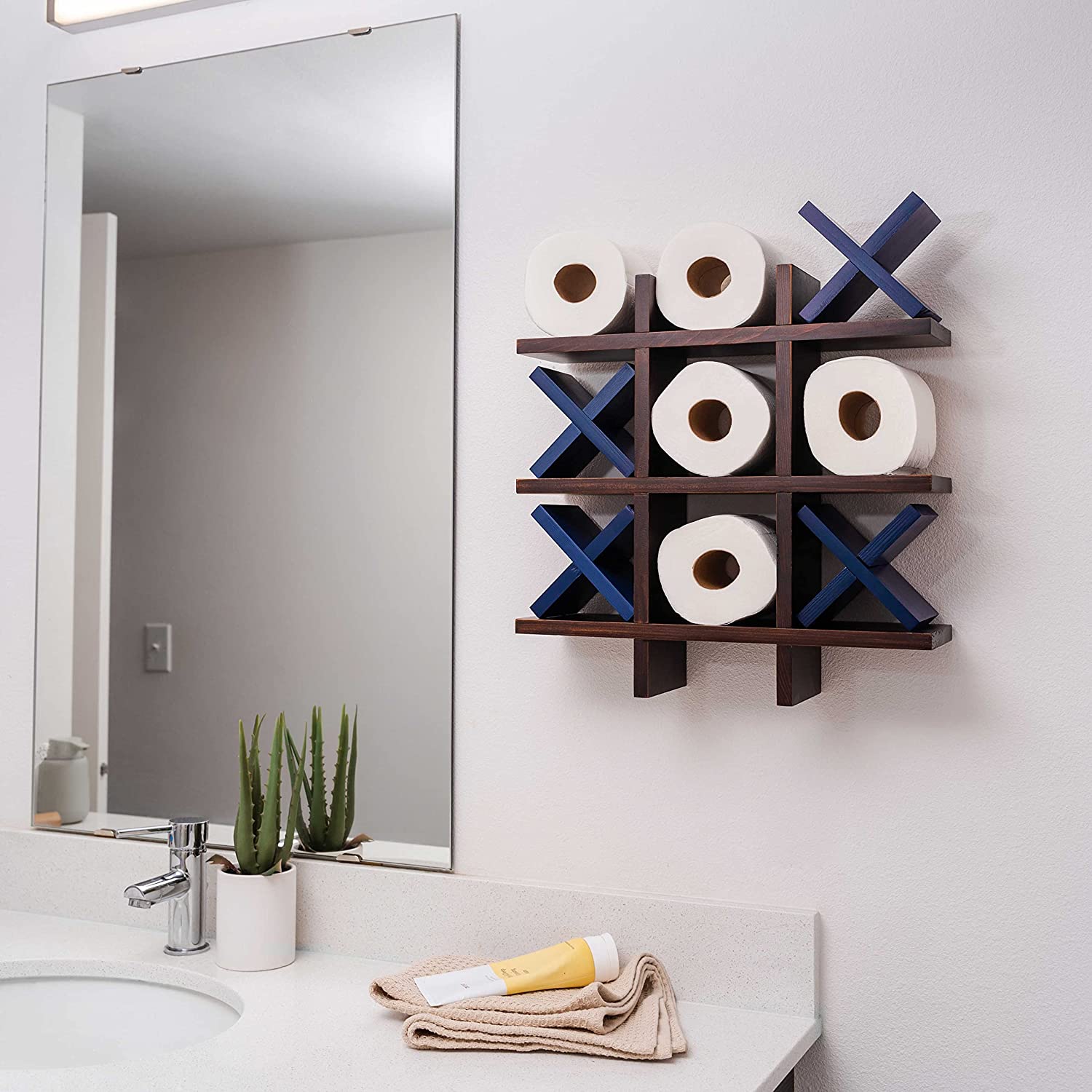 Porte-papier Toilette Mural En Bois - Style Rustique Vintage - Neuf
