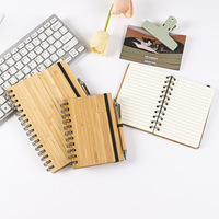 Carnet à spirale personnalisé avec couverture en bambou véritable, cadeau écologique, journal de réunion d'affaires, logo OEM, vente en gros, 80 feuilles