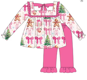 Girls <b>Christmas</b> <b>Pajama</b> Set Long Sleeve Nightgown and Pants Cartoon Print Sibling Clothing Sets - Product Image 6