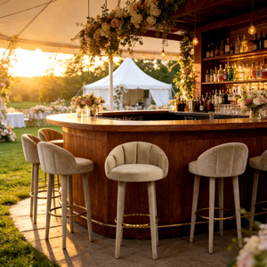 Элитный барный стул с подлокотниками из бархата и нержавеющей стали для мероприятий и свадеб - Product Image 3