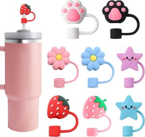 Tampas de Canudo de Cartoon Fofas de 10mm à Prova de Poeira Reutilizáveis de Grau Alimentício para Copos de Gelo Manter Limpo Uso em Casa Escritório ao Ar Livre - Product Image 2