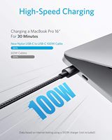 Anker Câble USB C 100W 10ft Câble USB C vers USB C 2.0 Câble de charge Type-C Charge rapide pour iPhone 15/15Pro/15Plus/15ProMax
