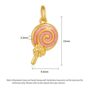 Accesorios de joyería de lujo de oro macizo de 24K, colgante de piruleta Rosa bonito personalizable, colgantes de moda - Product Image 3