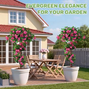 2 Paket Pohon Bougainvillea Buatan 4FT, Plastik Tahan UV, Ramah Lingkungan, Gaya Realistis, Dekorasi Dalam/Luar Ruangan