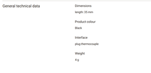 Cabezal de Medición de Repuesto TESTO 0602 0092, Termopar Tipo K para Sonda de Abrazadera de Tubería - Product Image 4