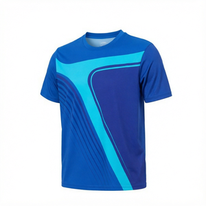 Camiseta Deportiva Azul con Diseño Gráfico Turquesa de Secado Rápido y Transpirable para Competencia de Tenis de Mesa - Product Image 1