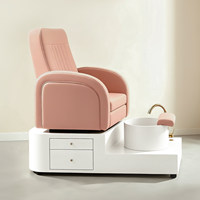 Fauteuil de pédicure avec plaque en éponge haute résistance et matériaux en cuir, espace de rangement, fonction de massage pour salons de beauté
