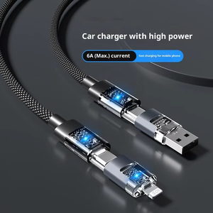 Cavo USB 3.1 Intrecciato in PVC Quattro-in-Uno 100W 5A <span class=keywords><strong>Ricarica</strong></span> Rapida PD Rame Puro Trasparente 1.2m per iPhone 17 - Product Image 5