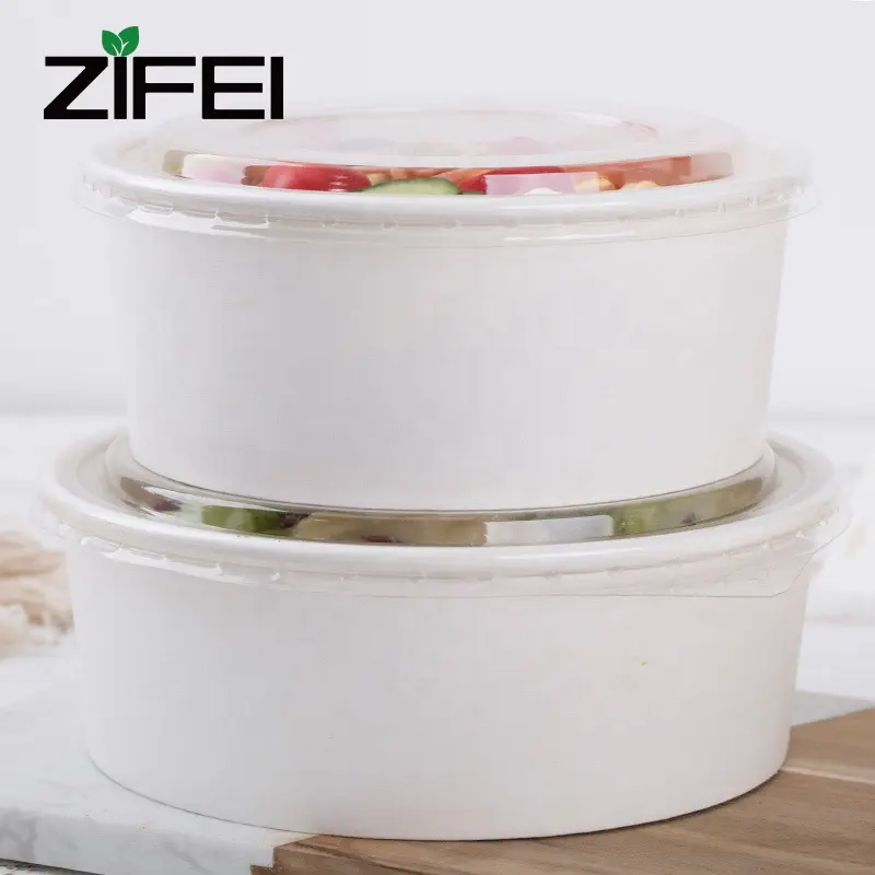 biodegradable disposable PLA white paper take away soup bowl with paper lid Noodle Bowl With Lid