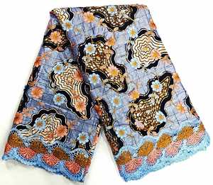 Nouvel Arrivage du Fabricant : Tissu <span class=keywords><strong>Africain</strong></span> Ankara Peigné à Paillettes 3D, Motif Batik, Poids Moyen, 5 Yards - Product Image 4