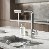 Robinet de cuisine moderne AMAXO en acier inoxydable 304 avec bec pivotant rotatif