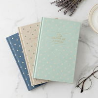 Carnet de gratitude LABON à pois, couverture rigide en tissu, A5, guidé, pour la réflexion personnelle, la motivation, journal quotidien non daté, pour la pleine conscience