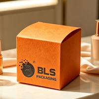 Boîte en papier orange de luxe pliable au design élégant pour emballage cosmétique personnalisé, faux cils, parfum, maquillage, rouge à lèvres