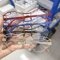 Monture de lunettes optiques ronde en acier inoxydable colorée, grande taille, épaisse, de haute qualité, vente en gros, tendance, promotion